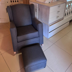 Modern Rocking Chair with Ottoman - Dark Grey
